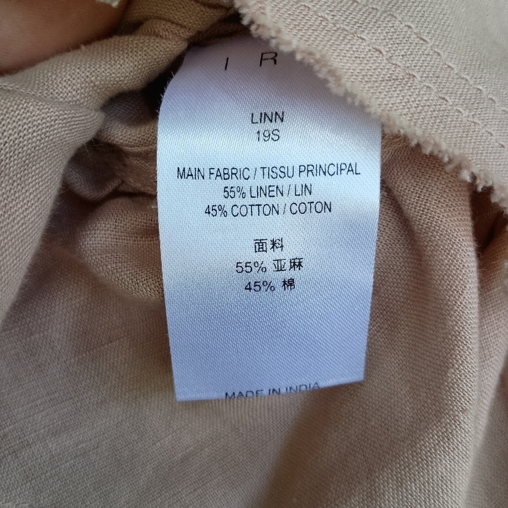 IRO Blush Pink/Beige Ruffled Tie-Front Linen And Cotton Blouse_34 - Picture 8 of 8